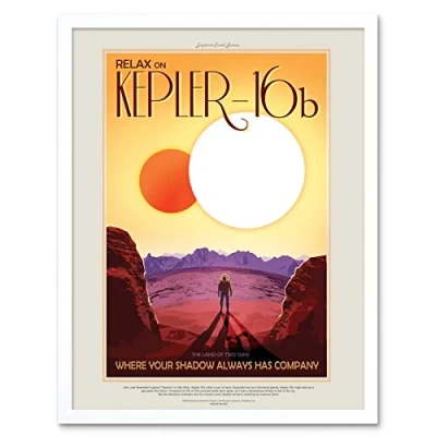 Image of Wee Blue Coo NASA Space Travel Advert KEPLER 16B Art Print Framed Poster Wall Decor 12x16 inch