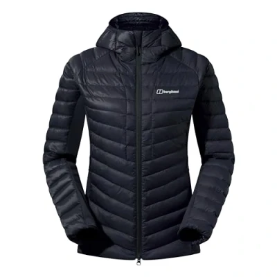 Image of Berghaus Women&#039;s Tephra Stretch Reflect 2.0 Hooded Padded Down Jacket Flattering Fit Lightweight Packable Puffer Jacket, Black, 14