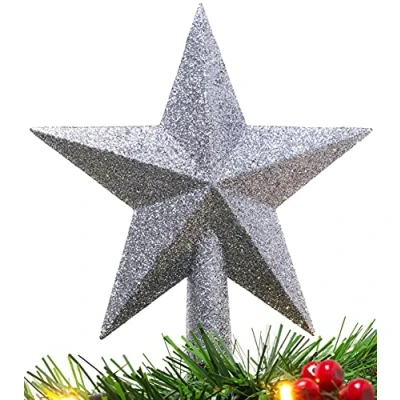 Image of Christmas Concepts® 20cm Glitter Tree Top Star Decoration Topper (Graphite)