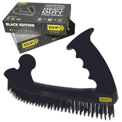 Image of Large Wire Brush Heavy Duty For Rust Removal, Paint Brickworks Hard Carbon Steel Abrasive Cleaning with Dual SOFT Grip Handles Multi Purpose EQUIP TRADE PRO
