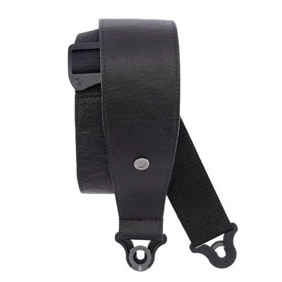 Image of D&#039;Addario Accessories Leather Auto Lock Guitar Strap Acoustic &amp; Electric Easy to Use Locking Straps Uses Existing Buttons 3&quot; Width Black