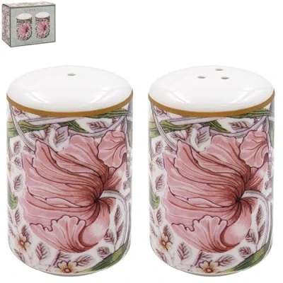 Image of LESSER &amp; PAVEY Ceramic Salt Pepper Shakers Seasoning Containers W. Morris Pimpernel Floral