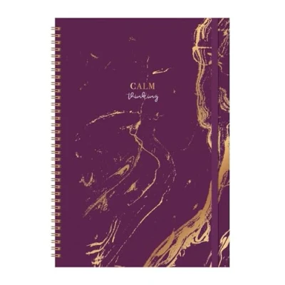 Image of A4 Notebook Hardcover Wiro Purple Marble Effect Calm Thinking Journal Notepad Study Notes