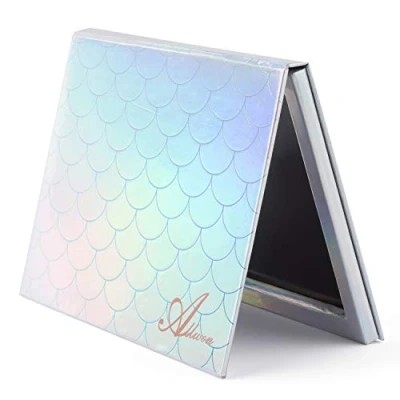 Image of Allwon Magnetic Palette Mermaid Empty Makeup with Mirror and 30Pcs Adhesive Metal Stickers for Eyeshadow Lipstick Blush Powder (Silver)