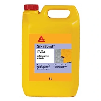 Image of Sika Sikabond PVA+ Multipurpose Primer, Adhesive, Bonding Agent, Sealer and Dustproofer for Wood, Crock Textiles 5 Litre