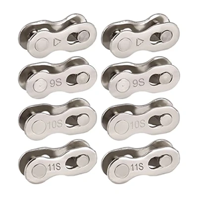 Image of YUTOU 8 Pairs Bicycle Chain Link Connector Reusable Bike Missing for 6/7/8 9 10 11 Speed Quick Mountain Road Repair Silver