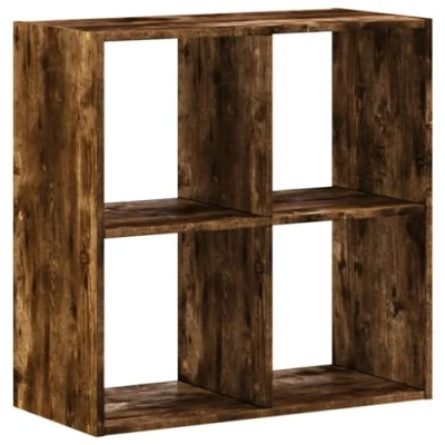 Image of vidaXL Smoked Oak Bookcase/Bookshelf 4 Compartment Storage Cabinet Engineered Wood, Modern Book Rack for Office, Living Room, 68.5 x 32 cm