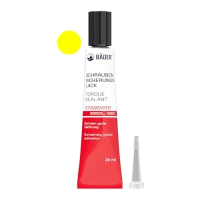 Image of ORIGINAL BÄDER Torque Seal Tamper proof Indicator STANDARD color YELLOW 20ml Threadlocker Made in Germany since 1962 Security pen for sealing and of manipulation.