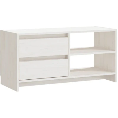 Image of vidaXL TV Cabinet White 80x31x39 cm Solid Pinewood