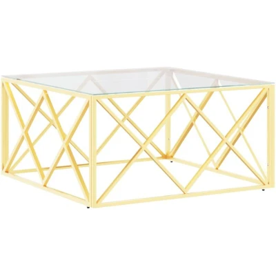Image of vidaXL Coffee Table 80x80x40 cm Stainless Steel and Glass