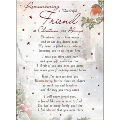 Image of Remembering a Wonderful Friend At Christmas Plastic Grave Card