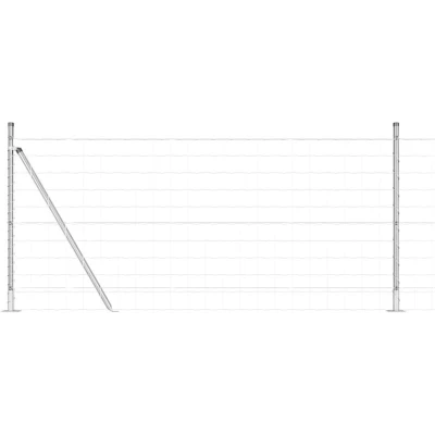 Image of vidaXL Euro Fence with 13 Flanged Posts 1x25 m Galvanised Steel