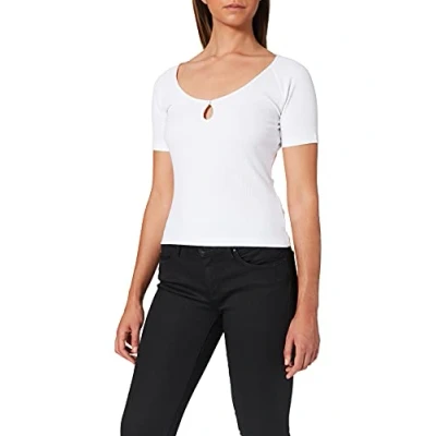 Image of NA KD Keyhole Jersey Top, White, X Large