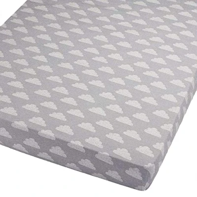 Image of Cot Fitted Sheet 100% Cotton 120x60cm Pack Of 2 Clouds