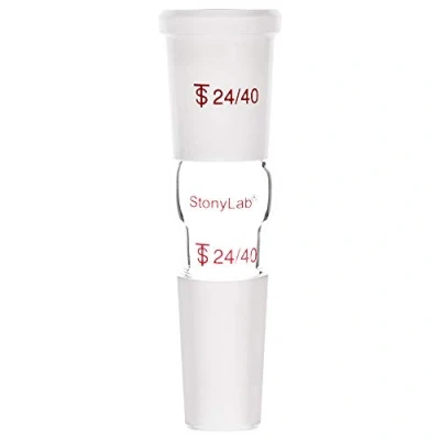 Image of stonylab Glass Straight Connecting Adapter, 30mm from 24/40 Outer Joint to Inner for Laboratory Lab Supply, Borosilicate