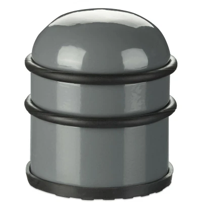 Image of Relaxdays Door Stop for Doors &amp; Windows Made of Stainless Steel Rubber High Round Interior Floor Buffer Diameter 7 cm Dark Grey Pack 1