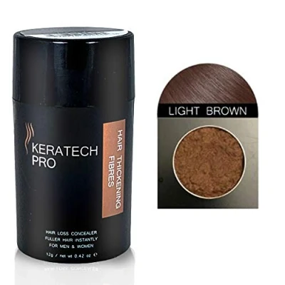Image of Coloured hair Thickening Fibres by Keratech Pro 12ml Instantly Fuller and Thicker Advanced 100% Natural Keratin formula (Light Brown)