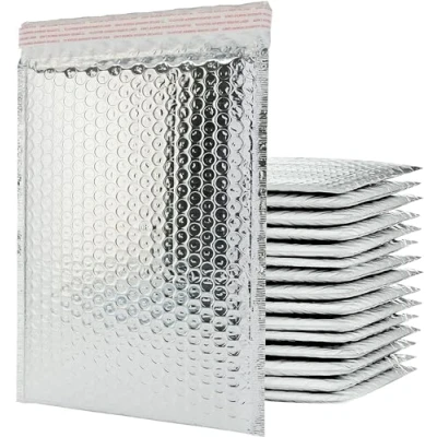 Image of Bubble Mailer 100 Pack, Metallic Foil Mailers, Waterproof Self Seal Adhesive Shipping Bags, Cushioning Padded Envelopes for Shipping, Mailing, Packaging, Bulk (Silver,200x265mm)