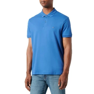 Image of Tommy Hilfiger Men&#039;s Liquid Cotton Essential REG Polo Mw0mw35585 Polo, Blue (Monochrome Blue), L