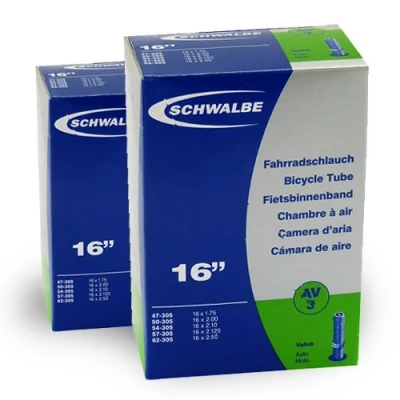 Image of schwalbe aV3 (16 x 1,75/2.125 &quot;) lot de 2 chambre à air pour vélo avec valve auto 3 démonte pneu