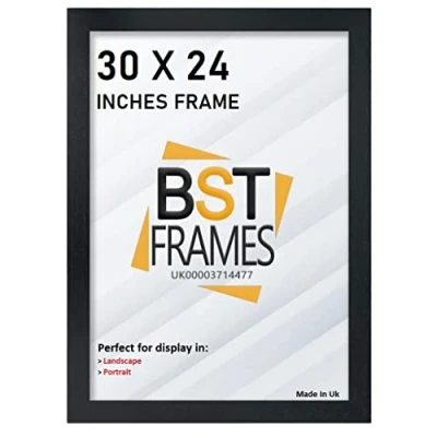 Image of Bargain Shop Az BLACK WOODEN EFFECT PICTURE PHOTO FRAMES (30&quot; x 24&quot; (762mm 609.6mm), Black)
