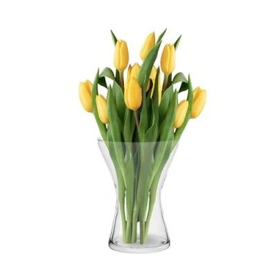 Image of TREND for HOME Glass Vases Flowers H: 19 cm Clear Vase Flower Wide Neck Wedding Decor Decorative Modern Ø 14 1325 ml Aster