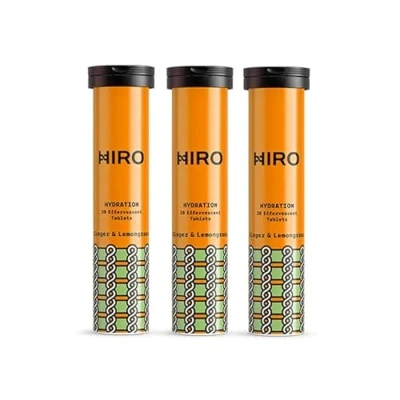Image of HIRO Hydration &amp; Electrolytes Supplements Tablets No Sugar 20 Servings Ginger Lemongrass Triple Pack