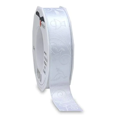 Image of Präsent Taufe Printed Satin Ribbon White 25 mm Width, 20 m Length