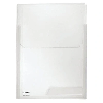 Image of Leitz CombiFile Maxi Folders Set of 3 A4 Size Expandable for More Capacity Crystal Clear with Gloss Finish Flap to Protect Contents 0.18mm PP Film 47310002