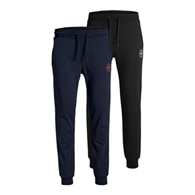 Image of JACK &amp; JONES Gordon Shark Men&#039;s Sweatpants Pack of 2, Navy Blazer / Schwarz, M