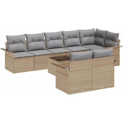 Image of vidaXL 9 Piece Garden Sofa Set with Cushions Black Poly Rattan