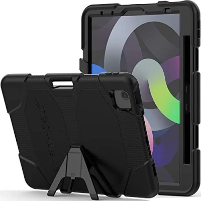 Image of TECHGEAR G SHOCK Case for iPad Air 5/4 10.9&quot;, 5th / 4th Generation (Air 2022/2020) Tough Rugged HEAVY DUTY Armour Shockproof Survival with Stand Kids Schools Builders Workman Case, BLACK
