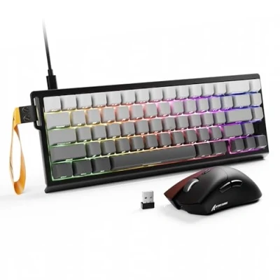 Image of ATTACK SHARK X68 HE &amp; R1 Gaming Keyboard and Mouse Set, 8000Hz Rapid Trigger Wired Keyboard, 0.01mm RT Accuracy, Snap Tap, 59g SUPERLIGHT Wireless Mouse, 18000DPI, BT/Wired/2.4G Mice, Moon Night