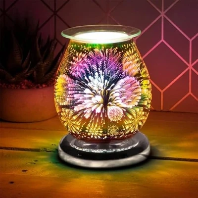 Image of lesser and pavey LP51886 Bulb Shaped Desire Aroma Touch Lamp Silver 3D Snowflakes design 1 Pc, Multicolor, H17cm