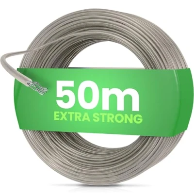 Image of SimplySmooth clothesline 50m Steel core in 3 lengths Extra strong, stable line Ideal for rotary dryers, garden, and camping Outdoor Clothes