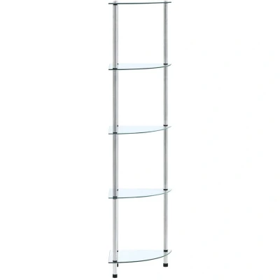 Image of vidaXL 5 Tier Shelf Transparent 30x30x130 cm Tempered Glass