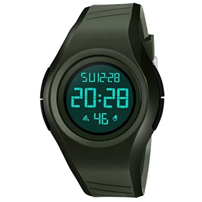 Image of TONSHEN Unisex Digital Sport Watch 50M Waterproof Outdoor Military Multifunction LED Electronic Stopwatch Alarm Back Light Simple Design Watches with Rubber Band (Green)