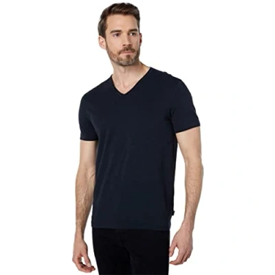 Image of John Varvatos Star USA Men&#039;s Short Sleeve SLUB V Neck with Cut RAW Edge T Shirt, Black, Large