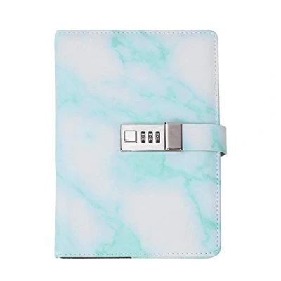Image of 100 Sheets/200 Pages (Green) Lock Diary A5 Password Journal with PU Leather Cover Combination Office School Supply Supplies