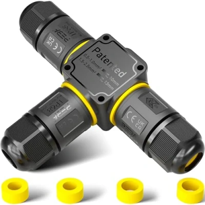 Image of PEBA® IP68 Waterproof Cable Connector Outdoor, 3 Way Junction Box Outdoor Connector, Pins Wire Connector,Extension Electrical Protector for Diameter Ø4mm 12mm (1 Pack)