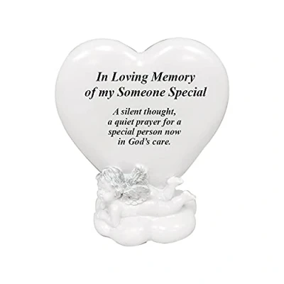Image of Memorial Heart Plaques Grave Cherub Ornaments Personalised Decoration Plaques, Cherub, Engraved with Remembrance Quotes in Loving Memory of your Special Ones (Someone Special)
