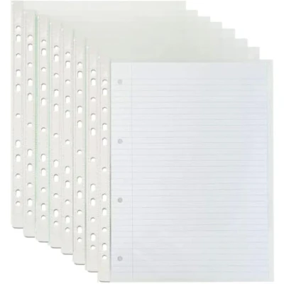 Image of A4 Plastic Value 500 Punched Punch Pockets 10 15 Sheets 30 Micron for Folders Filing Wallets Sleeves