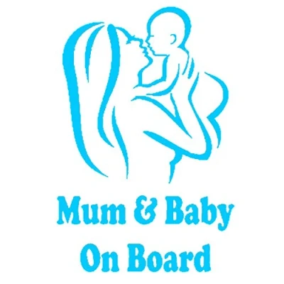 Image of Water Resistant Fade and Anti Sun Car Sticker,Mum Baby on Board Vehicle Body Window Reflective Decals Sticker Decoration Blue