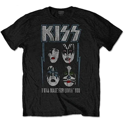 Image of Kiss &#039;Made for Lovin You&#039; (Black) Kids T Shirt (5 6 Years)