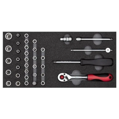 Image of GEDORE Red Socket Spanner Set 1/4 Inch in 1/3 Foam Module 37 Pieces