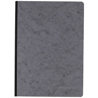 Image of Clairefontaine Ref 795405C Age Bag Clothbound Notebook (192 Pages) A5 Size, Plain Rulings, 90gsm Brushed Vellum Paper Grey Leather Effect Cover