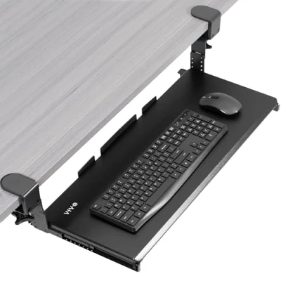 Image of VIVO Large Height Adjustable Under Desk Keyboard Tray, C clamp MOUNT System, 27 (33 Including Clamps) x 11 inch Slide Out Platform Computer Drawer for Typing, Black, KB05HB