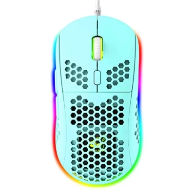 Image of RGB Honeycomb Lightweight Gaming Mouse, 6 Programmable Buttons, Backlight Modes &amp; 6400 DPI Adjustable, USB Wired, Plug Play, Compatible with Windows, Mac, Laptop, PS4, XBox Green