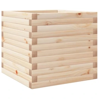 Image of vidaXL Wooden Garden Planter 50x50x45.5 cm Solid Pinewood, Brown, Square, Ideal for Vegetables, Flowers, Herbs, Open Bottom, Outdoor Decor
