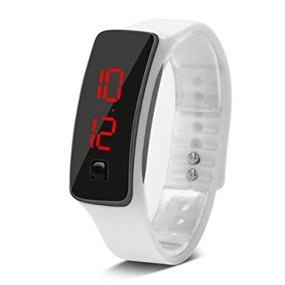 Image of Sports LED Watch, 8 Colors Waterproof Wristwatch with Silicone Strap Digital 12 Hour Dial Electronic Display for Students(White) Sportinggoods Couple Watch